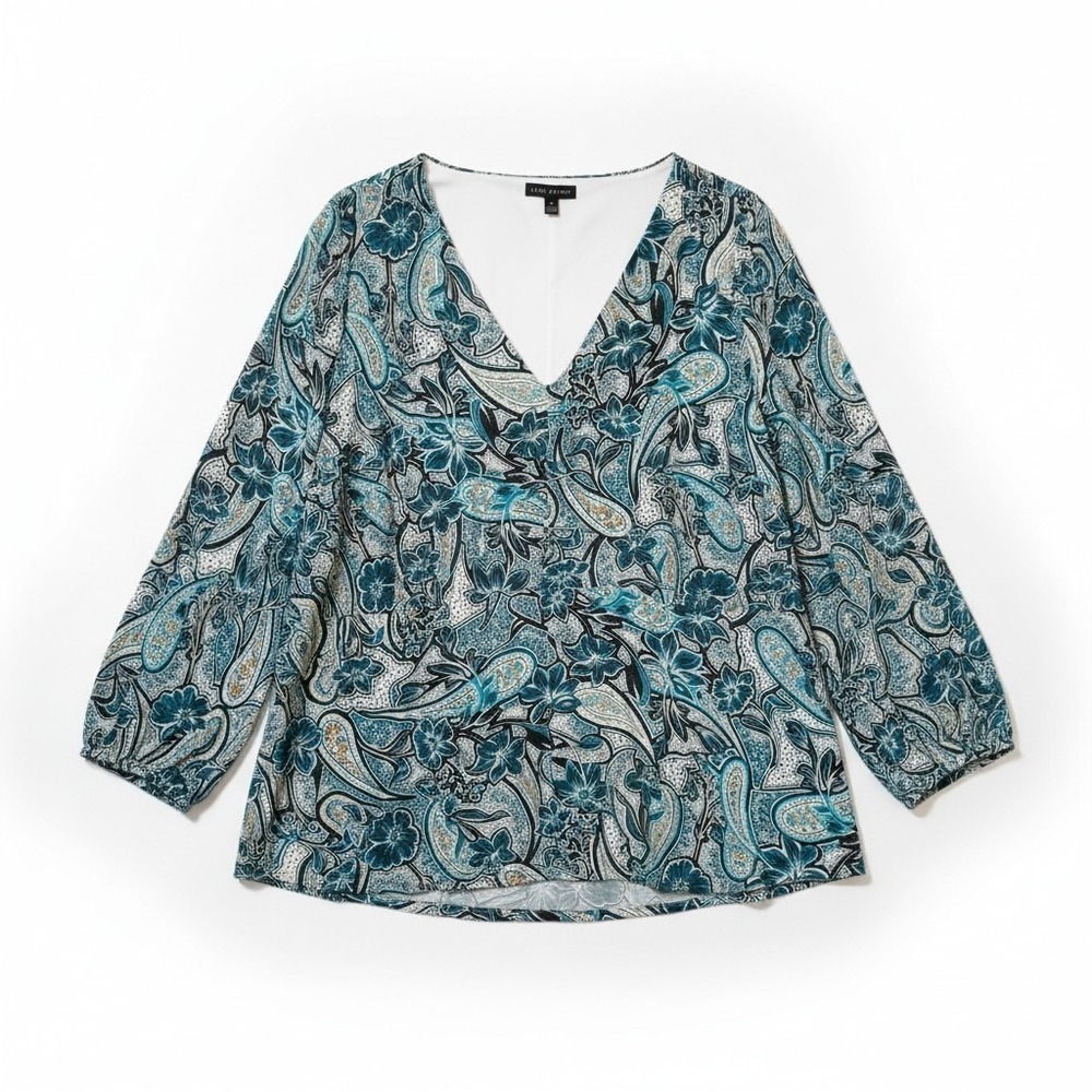Lane Bryant Lined V-neck Long Sleeve Sparkly Paisley Pendlum Tunic Top Womens 20